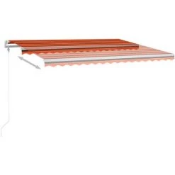 VidaXL Auvent Manuel Rétractable Avec LED 4x3 M Orange Et Marron - Orange -Tente de réception Soldes 49923701 4