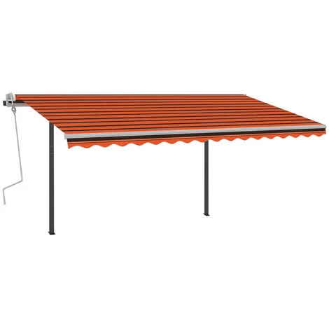 VidaXL Auvent Rétractable Automatique Et Poteaux 4x3m Orange Et Marron - Orange 5 VidaXL Auvent Rétractable Automatique Et Poteaux 4x3m Orange Et Marron - Orange - Image 3