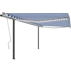 VidaXL Auvent Manuel Rétractable Avec LED 4,5x3 M Bleu Et Blanc - Bleu -Tente de réception Soldes 49923723 2