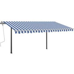 VidaXL Auvent Manuel Rétractable Avec LED 4,5x3 M Bleu Et Blanc - Bleu -Tente de réception Soldes 49923723 3