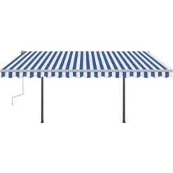 VidaXL Auvent Manuel Rétractable Avec LED 4,5x3 M Bleu Et Blanc - Bleu -Tente de réception Soldes 49923723 5
