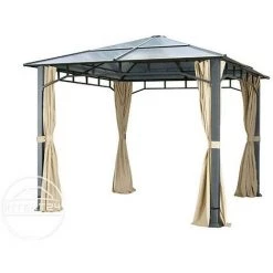 INTENT24.FR Rideaux (set De 4 Toiles) Pour Tonnelle De Jardin INTENT24 Sunset Deluxe 3x3 M, Couleur Champagne - Champagne -Tente de réception Soldes 50003623 2