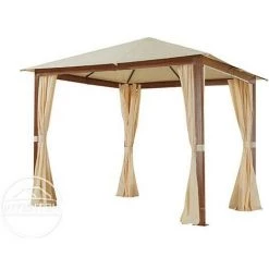 INTENT24.FR Rideaux (set De 4 Toiles) Pour Tonnelle De Jardin INTENT24 Forest Premium 3x3 M Couleur Champagne - Champagne -Tente de réception Soldes 50003633 2