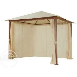 INTENT24.FR Rideaux (set De 4 Toiles) Pour Tonnelle De Jardin INTENT24 Forest Premium 3x3 M Couleur Champagne - Champagne -Tente de réception Soldes 50003633 3