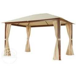 INTENT24.FR Rideaux (set De 4 Toiles) Pour Tonnelle De Jardin INTENT24 Forest Premium 3x4 M, Couleur Champagne - Champagne -Tente de réception Soldes 50003635 2