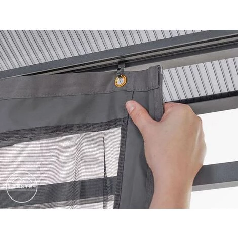 INTENT24.FR Moustiquaires (4 Toiles) Pour Tonnelle De Jardin INTENT24 Sunset Deluxe, 3x4 M, Gris - Gris 4 INTENT24.FR Moustiquaires (4 Toiles) Pour Tonnelle De Jardin INTENT24 Sunset Deluxe, 3x4 M, Gris - Gris - Image 2