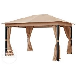 INTENT24.FR Rideaux (set De 4 Toiles) Pour Tonnelle De Jardin INTENT24 Sunset Premium, 3x4 M, Cappuccino - Taupe -Tente de réception Soldes 50003710 2