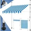 KESSER® Store Banne Avec Manivelle Pour Balcon | Store Pour Balcon Sans Trous à Percer, Résistant Aux UV, Réglable En Hauteur, Hydrofuge, Protège Du Soleil, Toit De Terrasse, Montage Facile, 200cm (de), Auvent Bleu/blanc -Tente de réception Soldes 50882924 1