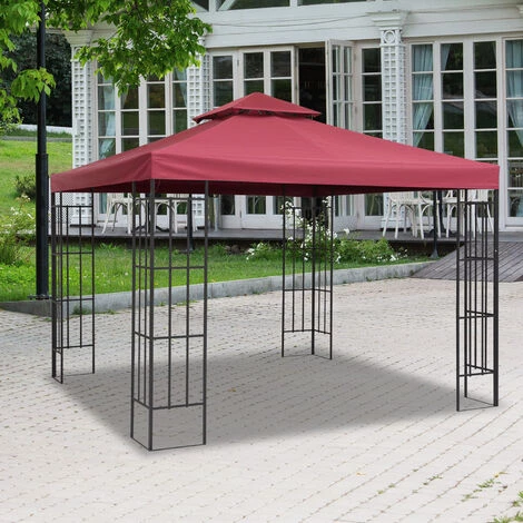 Outsunny Toile De Rechange Pour Pavillon Tonnelle Tente 3 X 3 M Polyester Haute Densité 180 G/m² Bordeaux - Rouge 4 Outsunny Toile De Rechange Pour Pavillon Tonnelle Tente 3 X 3 M Polyester Haute Densité 180 G/m² Bordeaux - Rouge – Image 2