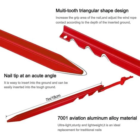 DKSFJKL 12 Pcs Clous De Tente Légers Et Lourds De Clous De Tente Clou Triangulaire Réglable Multi-Dents Pour Le Camping De Plein Air, Les Voyages à Pied, Les Plages Et Les Plages 18CM 4 DKSFJKL 12 Pcs Clous De Tente Légers Et Lourds De Clous De Tente Clou Triangulaire Réglable Multi-Dents Pour Le Camping De Plein Air, Les Voyages à Pied, Les Plages Et Les Plages 18CM - Image 2