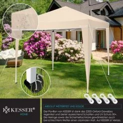 KESSER® Tonnelle 3 x 3 m | Étanche | Sac De Rangement Fourni | Système D’attache Pop-up | Protection UV 50+ | Pavillon Pliable | Tente De Jardin | Chapiteau | Entretoises Métalliques |, Beige (de) -Tente de réception Soldes 51038906 5