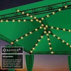 KESSER® - Pavillon 3 X 4 m LED Parois Latérales Avec Fermetures à Glissière Incluses, Avec éclairage LED + Panneau Solaire, Chapiteau Carré Tente De Réception Tonnelle Tente De Jardin De Luxe Pavillon De Jardin Protection UV 50+, Vert -Tente de réception Soldes 51038908 4