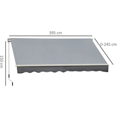 Outsunny Store Banne Manuel Rétractable Alu. Polyester Imperméabilisé Haute Densité 4 X 2,5 M Gris - Gris 5 Outsunny Store Banne Manuel Rétractable Alu. Polyester Imperméabilisé Haute Densité 4 X 2,5 M Gris - Gris - Image 3