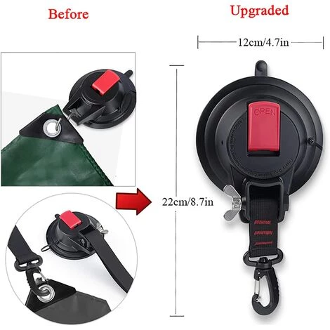 VERSAILLESFR Lot De 2 Ventouses D'ancrage Solides Pour Voiture Avec Crochet De Fixation Pour Auvent Latéral De Voiture, Bateau, Camping, Bâche, Tentes, Bagages, Bâches -Versailles 4 VERSAILLESFR Lot De 2 Ventouses D'ancrage Solides Pour Voiture Avec Crochet De Fixation Pour Auvent Latéral De Voiture, Bateau, Camping, Bâche, Tentes, Bagages, Bâches -Versailles - Image 2