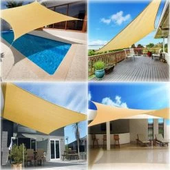 BARES Voile D'ombrage Rectangulaire Anti-UV, Imperméable, Résistant Aux Intempéries, Durable, Parfait Pour Terrasse, Jardin, Activités De Plein Air Avec Corde Gratuite (2 X 3 M, Beige) -Tente de réception Soldes 51394828 5