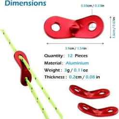 KARTOKNER 12 Pièces Tendeur De Corde Tendeur Camping En Alliage D'Aluminium Crochet Ajusteur De Corde Durable Antidérapant Pour Tente Bâche Randonnée Camping -Tente de réception Soldes 51606404 2