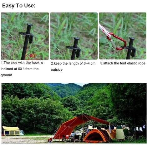 KARTOKNER Piquets De Tente De 20 Cm, 12 Piquets De Tente Très Résistants En Acier Au Carbone Avec Crochet Et Trou Pour Le Camping/auvent/bâche/filet De Jardin/auvent 7 KARTOKNER Piquets De Tente De 20 Cm, 12 Piquets De Tente Très Résistants En Acier Au Carbone Avec Crochet Et Trou Pour Le Camping/auvent/bâche/filet De Jardin/auvent – Image 5