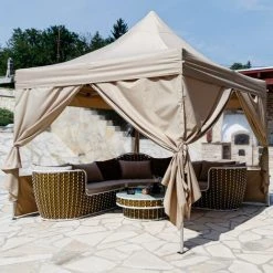 INSTENT Tonnelle PRO 3x3m, Alu, 4 Panneaux Inclus, Couleur Beige, Avec Sac De Transport à Roulettes -Tente de réception Soldes 51770112 3