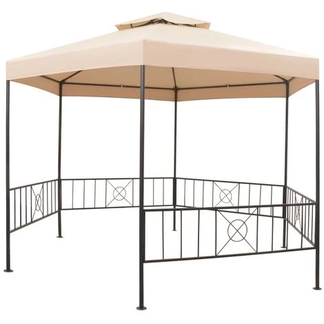 YOUTHUP Chapiteau Tente De Jardin Hexagonal Beige 323 X 265 Cm 4 YOUTHUP Chapiteau Tente De Jardin Hexagonal Beige 323 X 265 Cm - Image 2