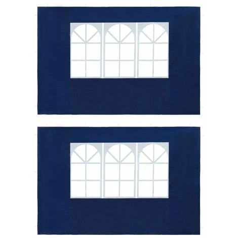 YOUTHUP Paroi De Tente De Réception 2 Pcs Avec Fenêtre PE Bleu 3 YOUTHUP Paroi De Tente De Réception 2 Pcs Avec Fenêtre PE Bleu
