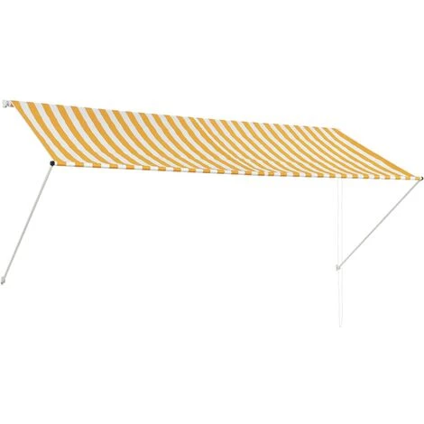 YOUTHUP Auvent Rétractable 300x150 Cm Jaune Et Blanc - Multicolore 4 YOUTHUP Auvent Rétractable 300x150 Cm Jaune Et Blanc - Multicolore – Image 2