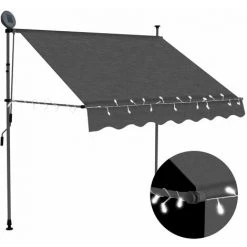 YOUTHUP Auvent Manuel Rétractable Avec LED 150 Cm Anthracite - Gris