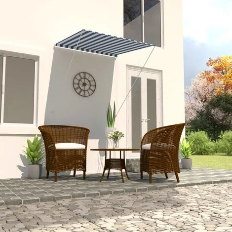 YOUTHUP Auvent Rétractable 100x150 Cm Bleu Et Blanc - Bleu 3 YOUTHUP Auvent Rétractable 100x150 Cm Bleu Et Blanc - Bleu