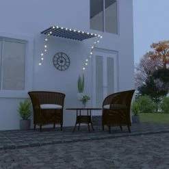 YOUTHUP Auvent Rétractable Avec LED 150x150 Cm Bleu Et Blanc - Bleu