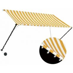 YOUTHUP Auvent Rétractable Avec LED 250x150 Cm Jaune Et Blanc - Jaune -Tente de réception Soldes 51858645 2