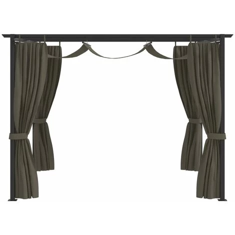 YOUTHUP Tonnelle Avec Rideaux 3x3 M Taupe Acier - Taupe 5 YOUTHUP Tonnelle Avec Rideaux 3x3 M Taupe Acier - Taupe - Image 3