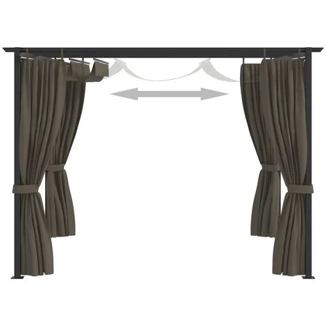 YOUTHUP Tonnelle Avec Rideaux 3x3 M Taupe Acier - Taupe 7 YOUTHUP Tonnelle Avec Rideaux 3x3 M Taupe Acier - Taupe - Image 5