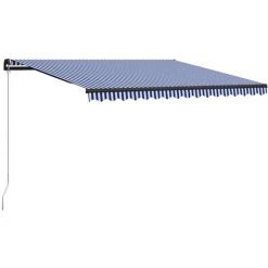YOUTHUP Auvent Manuel Rétractable 450x300 Cm Bleu Et Blanc - Bleu