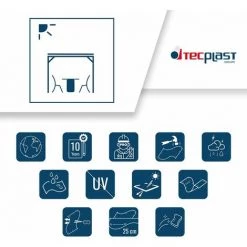 TECPLAST Toile Pergola 2x2 M 500PR - Qualité 10 Ans - Bâche Armée Transparente étanche Pour Pergola Ou Tonnelle - Made In France - Translucide Armée -Tente de réception Soldes 51917257 3