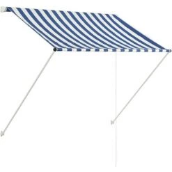 Topdeal Auvent Rétractable 150x150 Cm Bleu Et Blanc