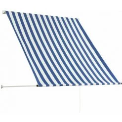 Topdeal Auvent Rétractable 150x150 Cm Bleu Et Blanc -Tente de réception Soldes 52082328 4
