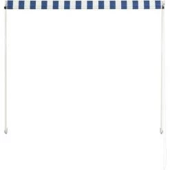 Topdeal Auvent Rétractable 150x150 Cm Bleu Et Blanc -Tente de réception Soldes 52082328 5