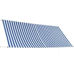 Topdeal Auvent Rétractable 350x150 Cm Bleu Et Blanc -Tente de réception Soldes 52082330 4