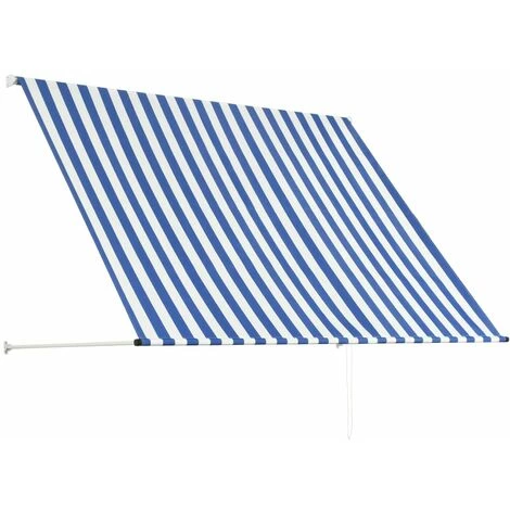 Topdeal Auvent Rétractable 200x150 Cm Bleu Et Blanc 6 Topdeal Auvent Rétractable 200x150 Cm Bleu Et Blanc - Image 4