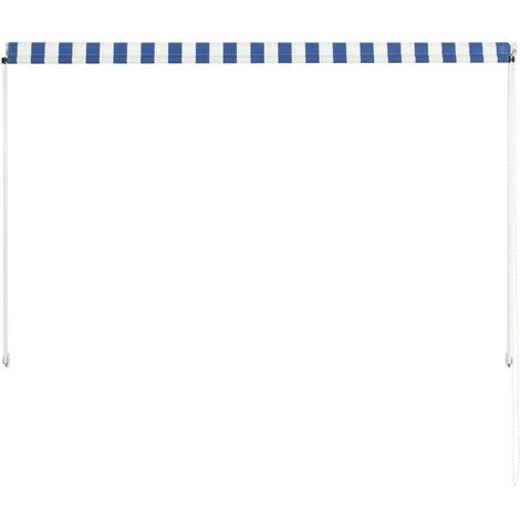 Topdeal Auvent Rétractable 200x150 Cm Bleu Et Blanc 7 Topdeal Auvent Rétractable 200x150 Cm Bleu Et Blanc - Image 5