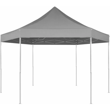 Topdeal Chapiteau Hexagonal Pliable Gris 3,6x3,1 M 3 Topdeal Chapiteau Hexagonal Pliable Gris 3,6x3,1 M