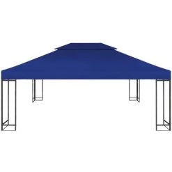 Topdeal Toile Supérieure De Belvédère 2 Niveaux 310 G/m² 4x3 M Bleu -Tente de réception Soldes 52091230 2