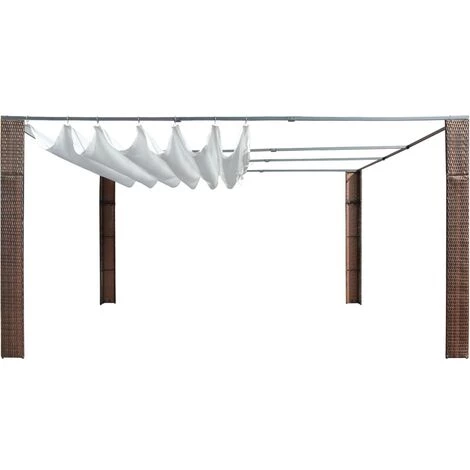 Topdeal Tonnelle Avec Toit Résine Tressée 400x400x200cm Marron Et Crème 3 Topdeal Tonnelle Avec Toit Résine Tressée 400x400x200cm Marron Et Crème - Image 2