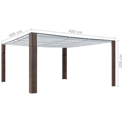 Topdeal Tonnelle Avec Toit Résine Tressée 400x400x200cm Marron Et Crème 5 Topdeal Tonnelle Avec Toit Résine Tressée 400x400x200cm Marron Et Crème - Image 4