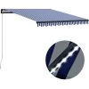 Topdeal Auvent Manuel Rétractable Avec LED 300x250 Cm Bleu Et Blanc FF3055220_FR -Tente de réception Soldes 52096896 1