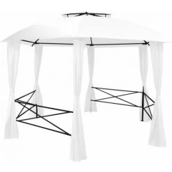 Topdeal Chapiteau De Jardin Avec Rideaux 360x312x265 Cm Blanc 180 G/m² FF312234_FR -Tente de réception Soldes 52100026 3