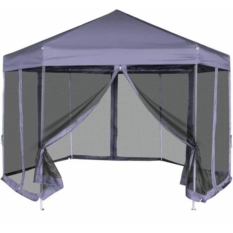 Topdeal Chapiteau Hexagonal Avec 6 Parois Latérales 3,6x3,1m Bleu Foncé VDFF26806_FR 3 Topdeal Chapiteau Hexagonal Avec 6 Parois Latérales 3,6x3,1m Bleu Foncé VDFF26806_FR