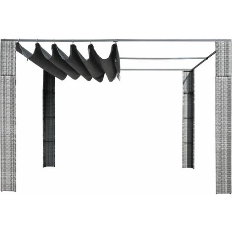 Topdeal Tonnelle Et Toit Résine Tressée 300x300x200cm Gris / Anthracite VDFF29003_FR 4 Topdeal Tonnelle Et Toit Résine Tressée 300x300x200cm Gris / Anthracite VDFF29003_FR – Image 2