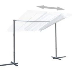 Topdeal Tonnelle Avec Toit Coulissant Inclinable 350x253x196 Cm Crème VDFF29005_FR -Tente de réception Soldes 52102305 5