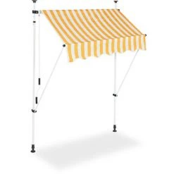 Relaxdays Auvent Rétractable 150 Cm Store Balcon Marquise Soleil Terrasse Hauteur Réglable Sans Perçage, Jaune-blanc 8 Relaxdays Auvent Rétractable 150 Cm Store Balcon Marquise Soleil Terrasse Hauteur Réglable Sans Perçage, Jaune-blanc -Tente de réception Soldes 52202064 2