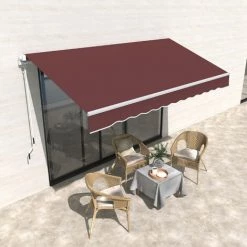 Outsunny Store Banne Manuel Rétractable Aluminium Polyester Imperméabilisé 3,5L X 2,5l M Bordeaux - Rouge -Tente de réception Soldes 52476534 4